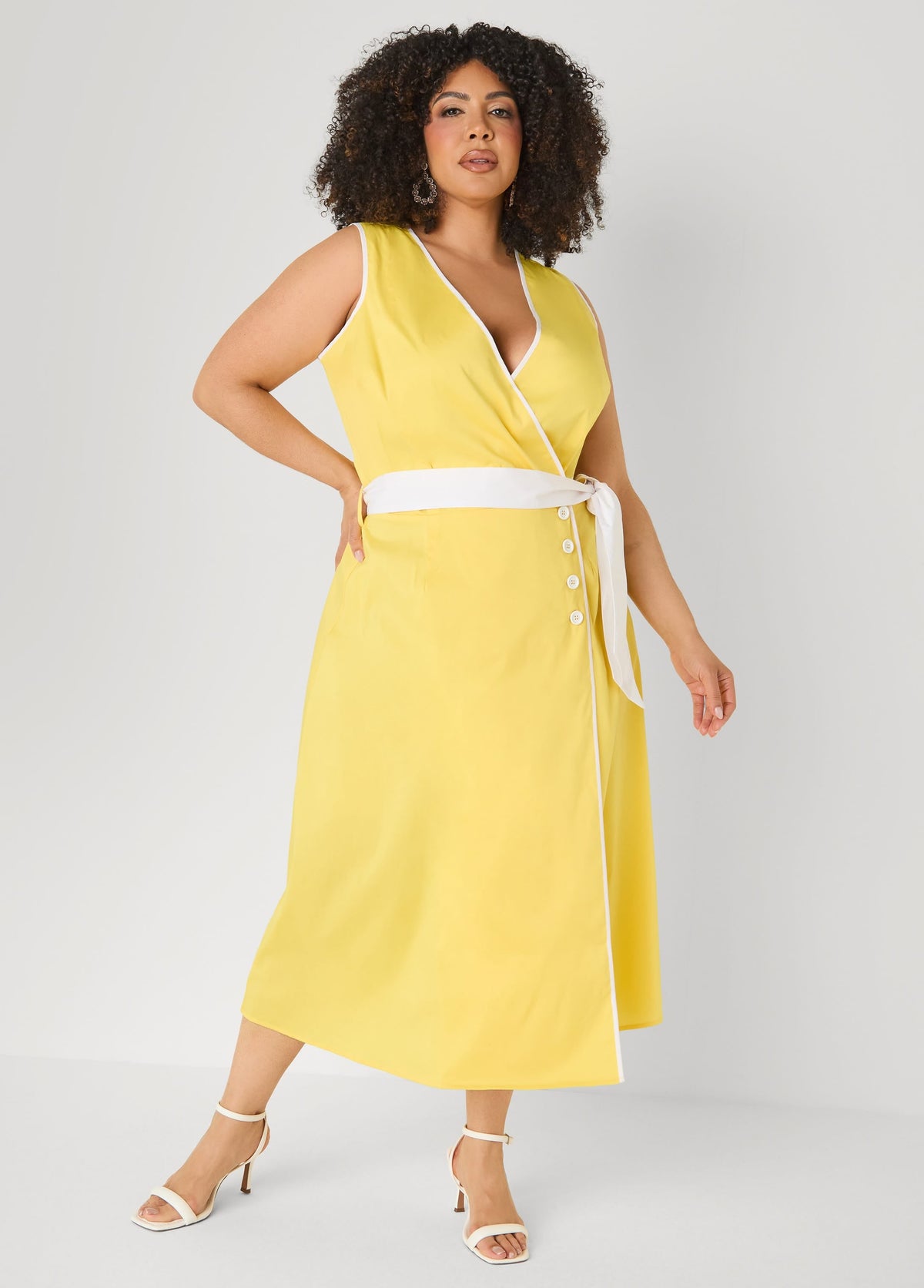 Vestido envolvente de mezcla de algodón
