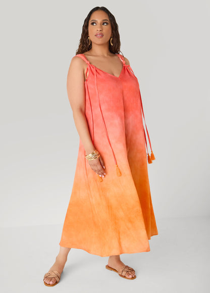 Vestido midaxi con nudo y ombré