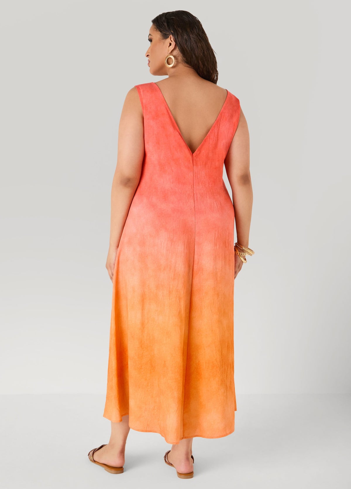 Vestido midaxi con nudo y ombré