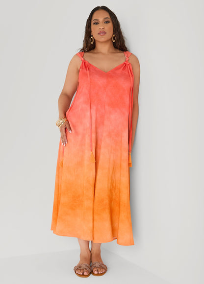Vestido midaxi con nudo y ombré