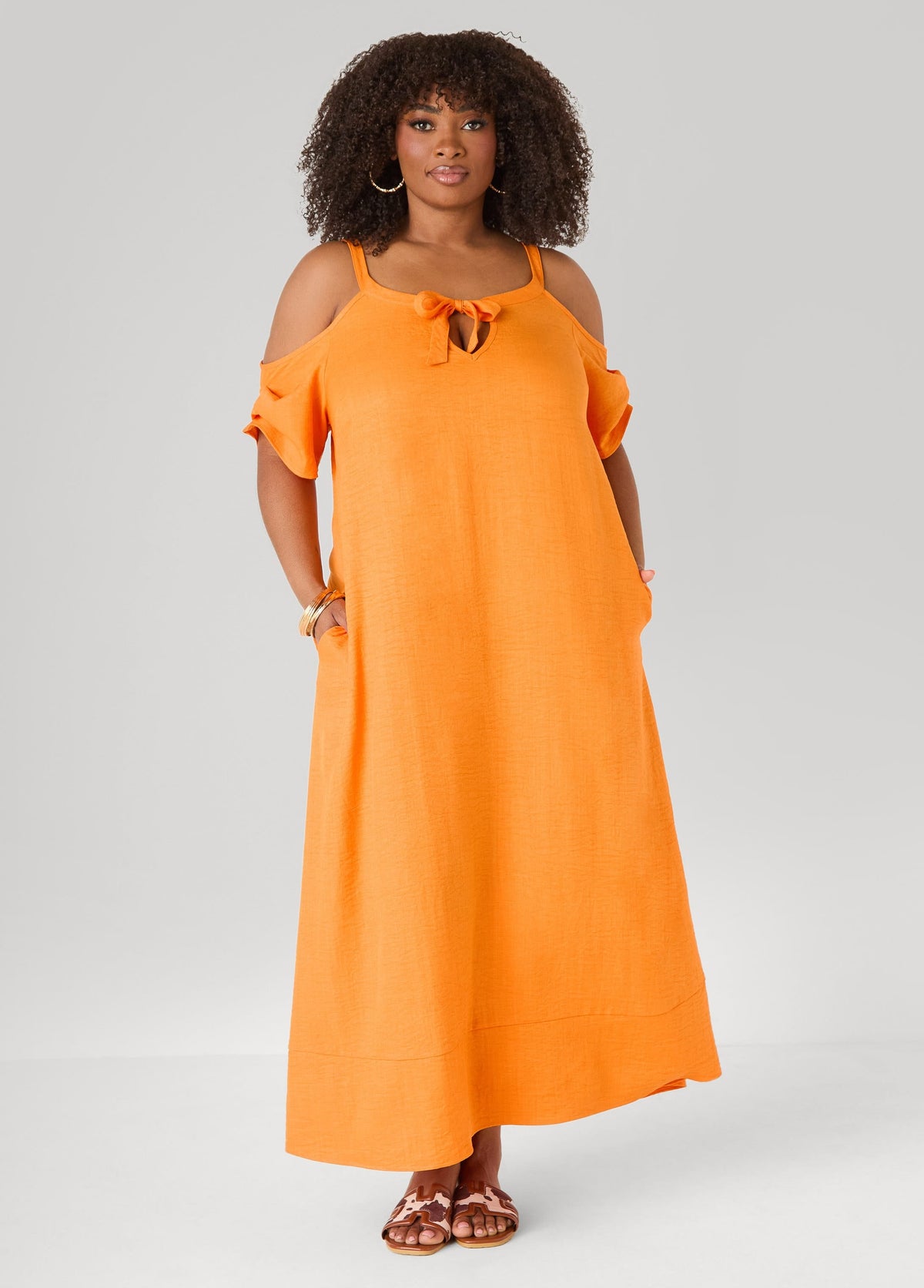 Vestido maxi de hombros descubiertos