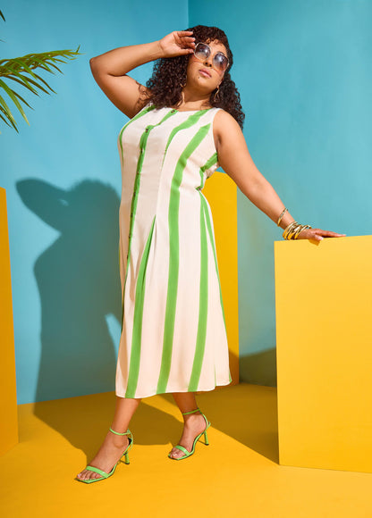 Vestido camisero maxi a rayas