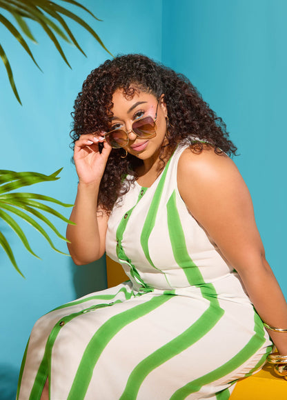 Vestido camisero maxi a rayas