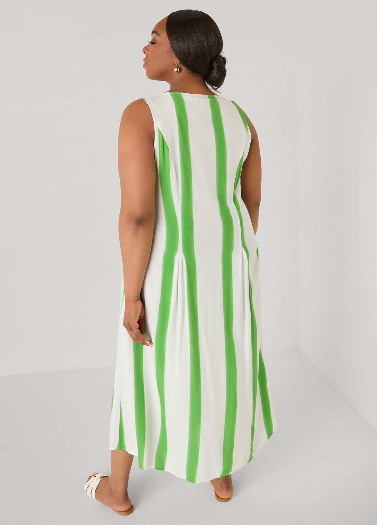 Vestido camisero maxi a rayas