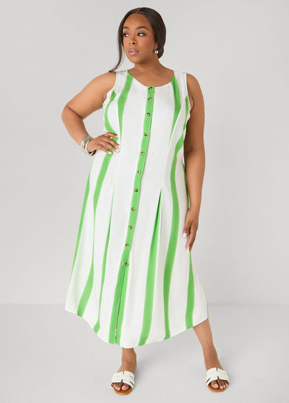 Vestido camisero maxi a rayas