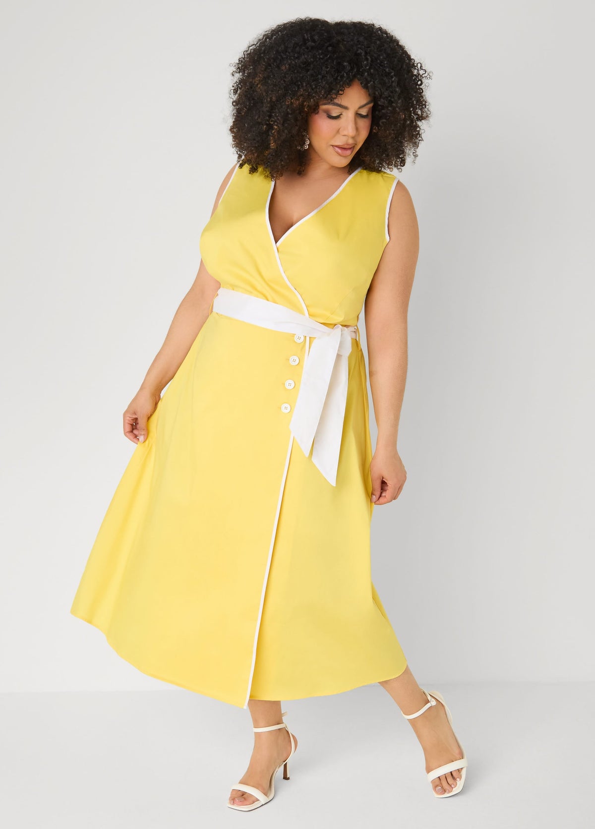 Vestido envolvente de mezcla de algodón