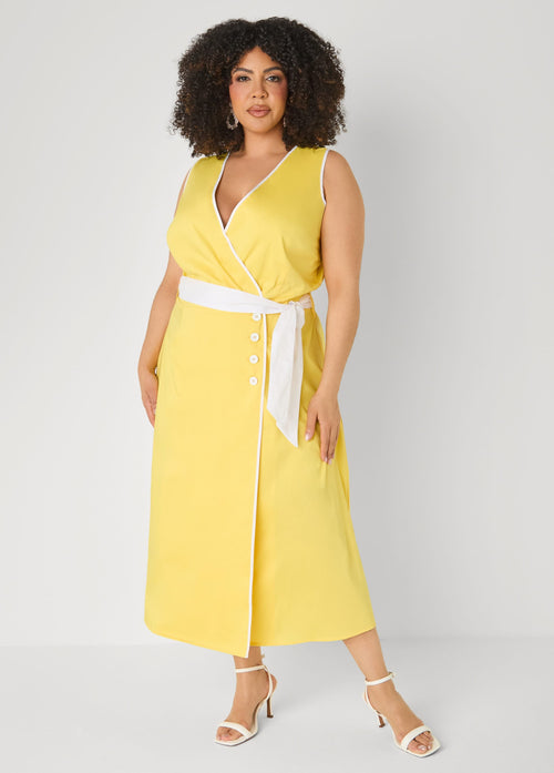Vestido envolvente de mezcla de algodón