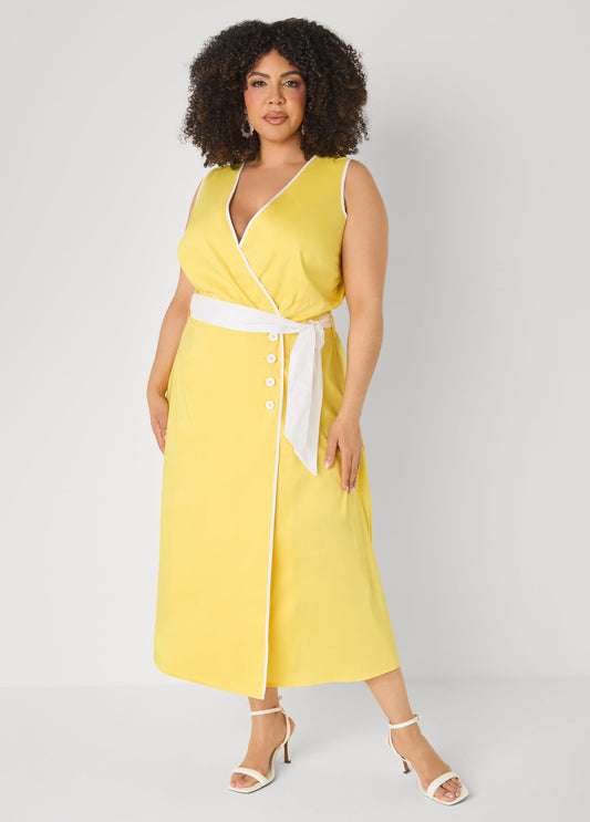 Vestido envolvente de mezcla de algodón