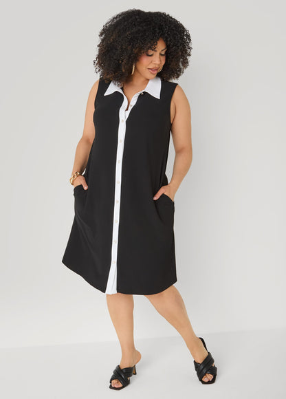 Vestido de dos tonos con botones en la parte delantera