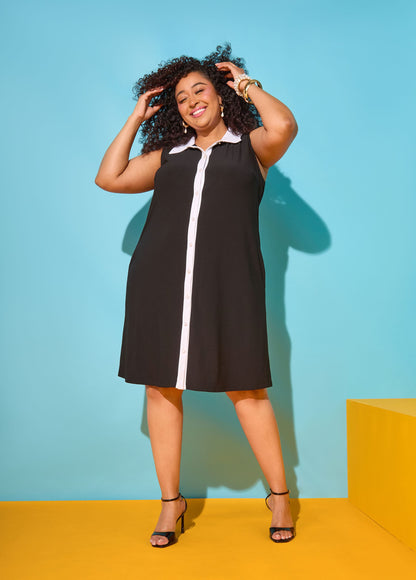 Vestido de dos tonos con botones en la parte delantera