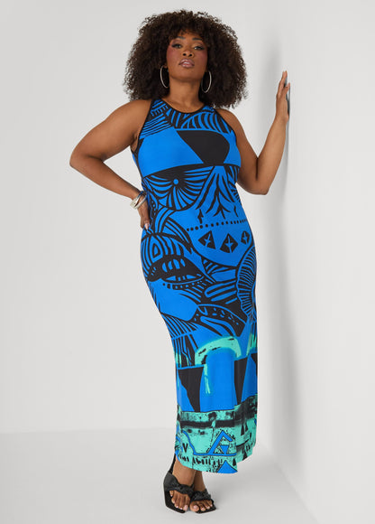 Vestido maxi estampado abstracto