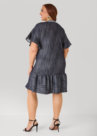 Vestido babydoll de mezclilla texturizada