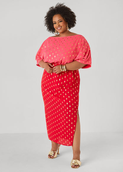 Vestido maxi bicolor con lunares