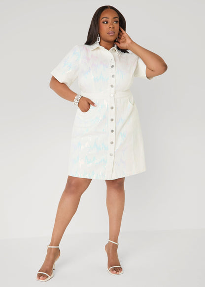 Vestido camisero de mezclilla con lentejuelas