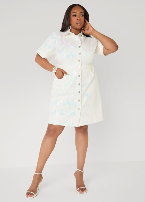 Vestido camisero de mezclilla con lentejuelas