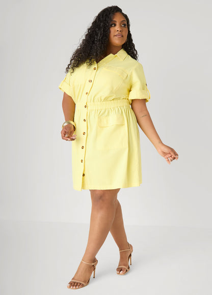 Vestido de denim con bolsillos cargo