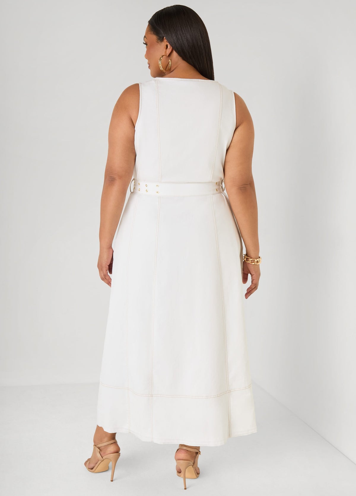 Vestido camisero maxi de denim con cinturón