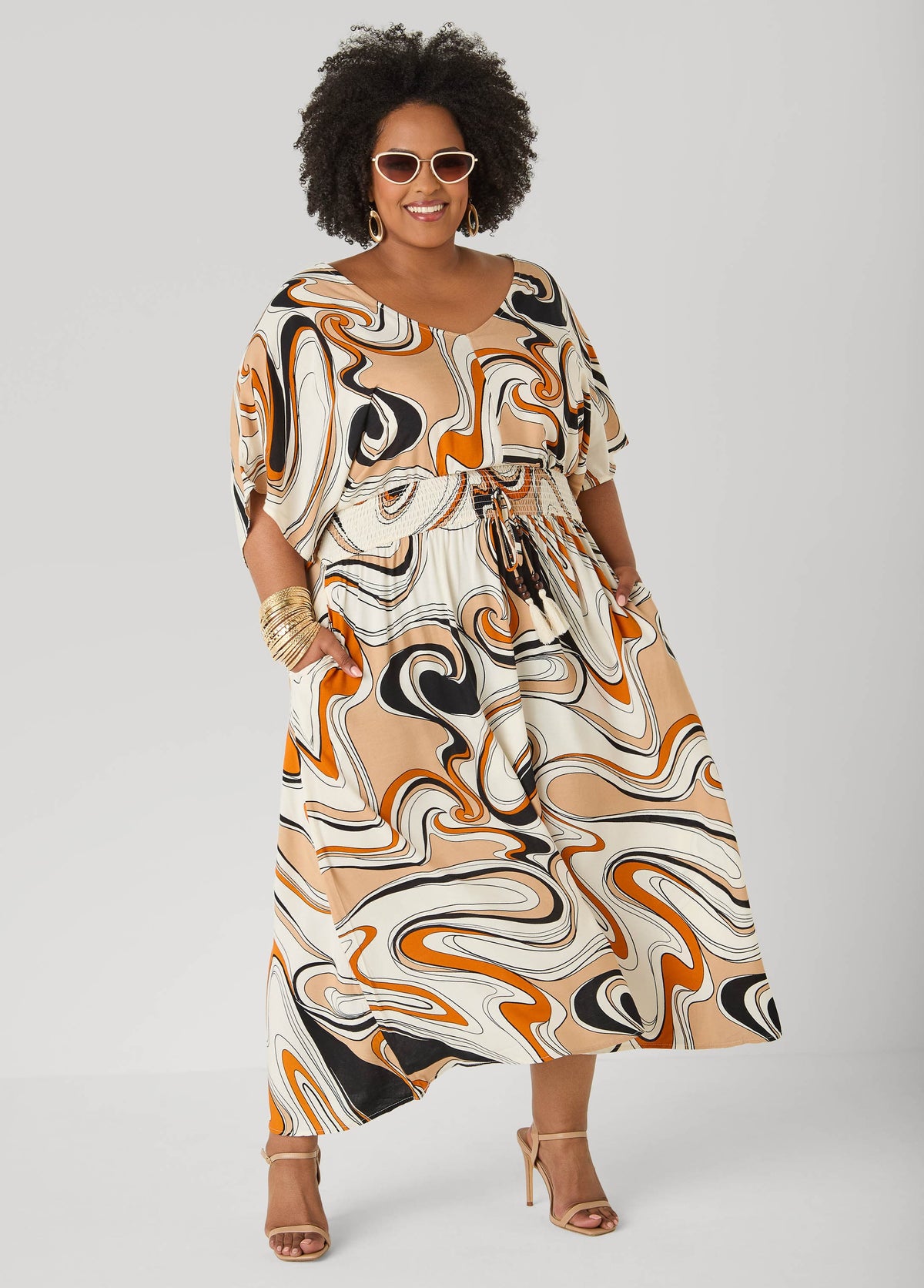 Vestido maxi estampado con espalda atada