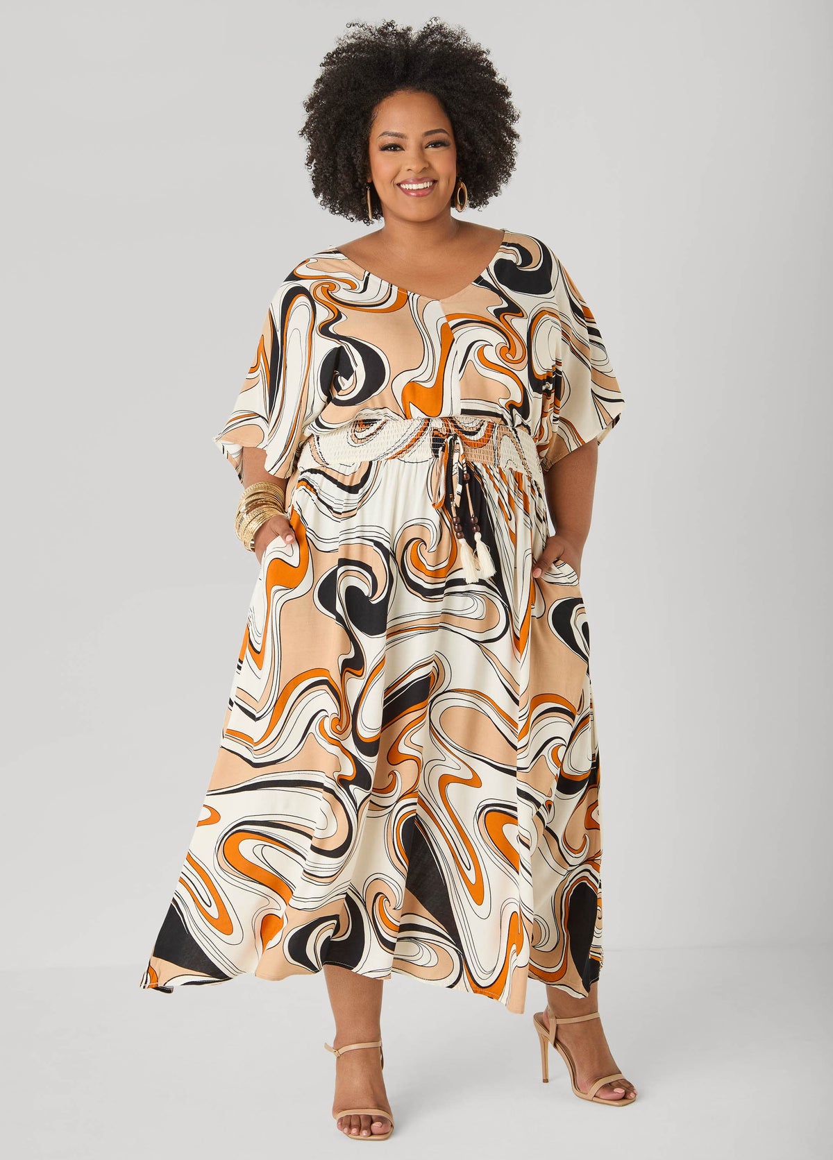 Vestido maxi estampado con espalda atada