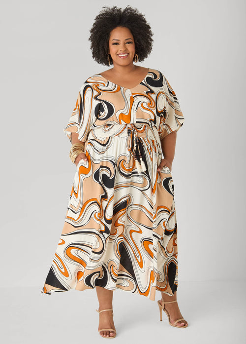 Vestido maxi estampado con espalda atada