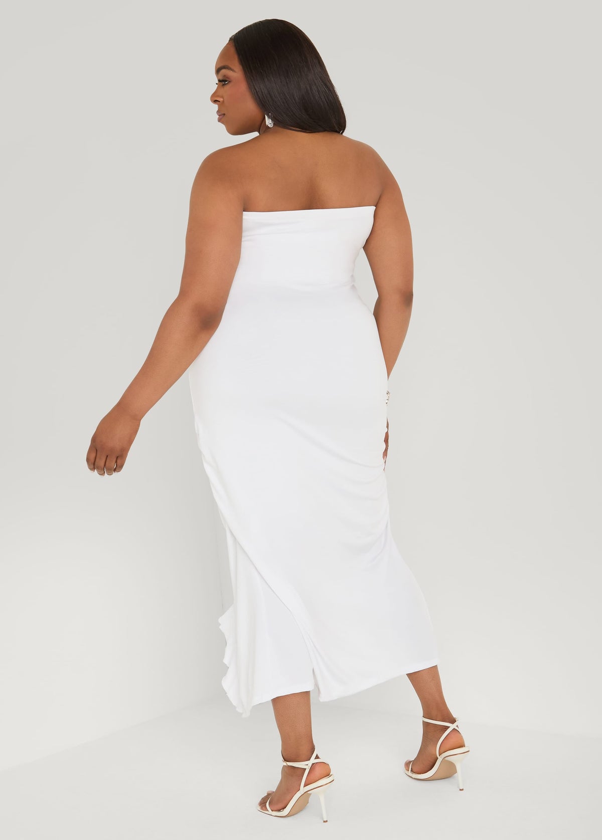 Vestido maxi sin tirantes con cordón ajustable