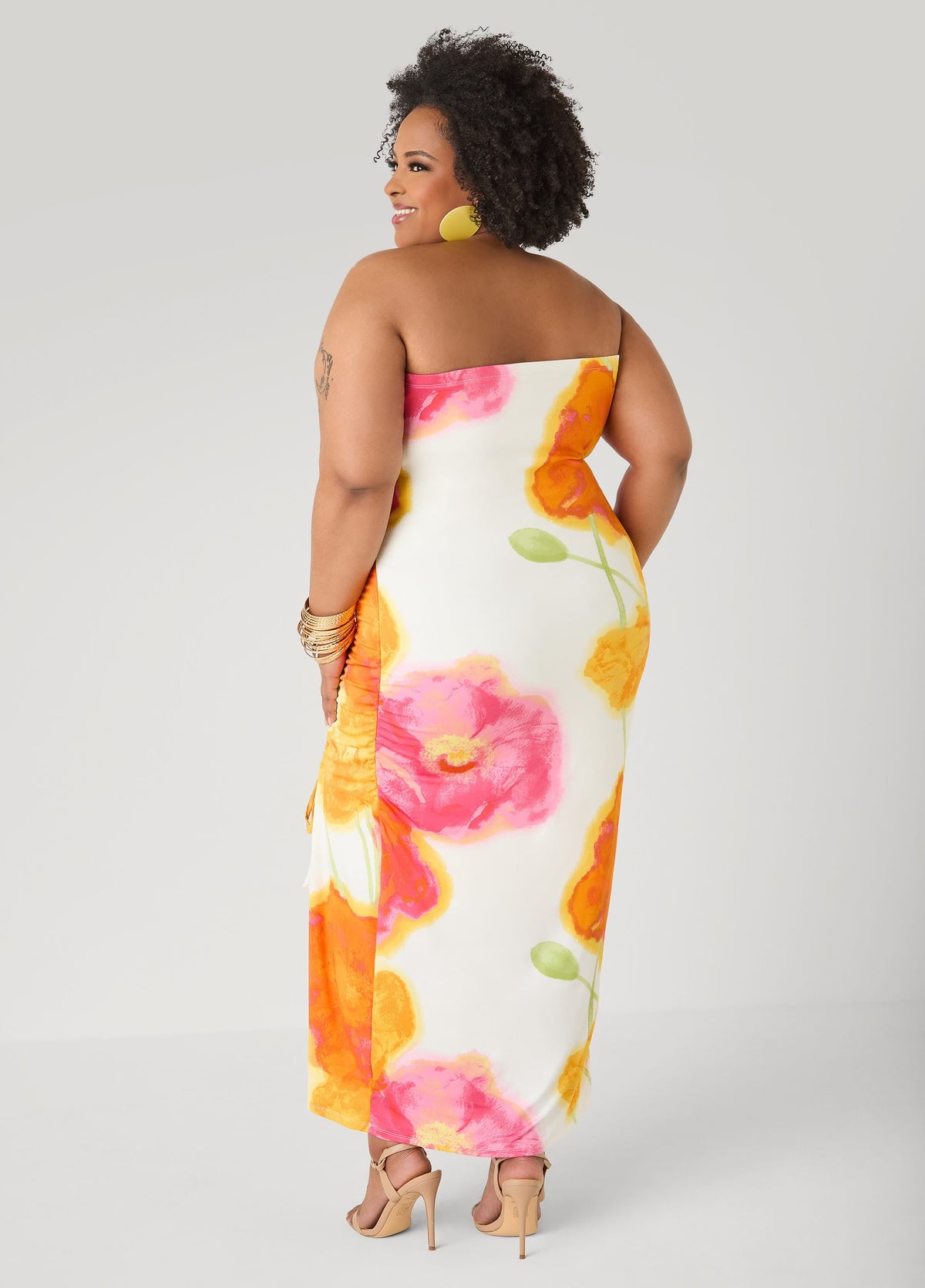 Vestido maxi floral sin tirantes