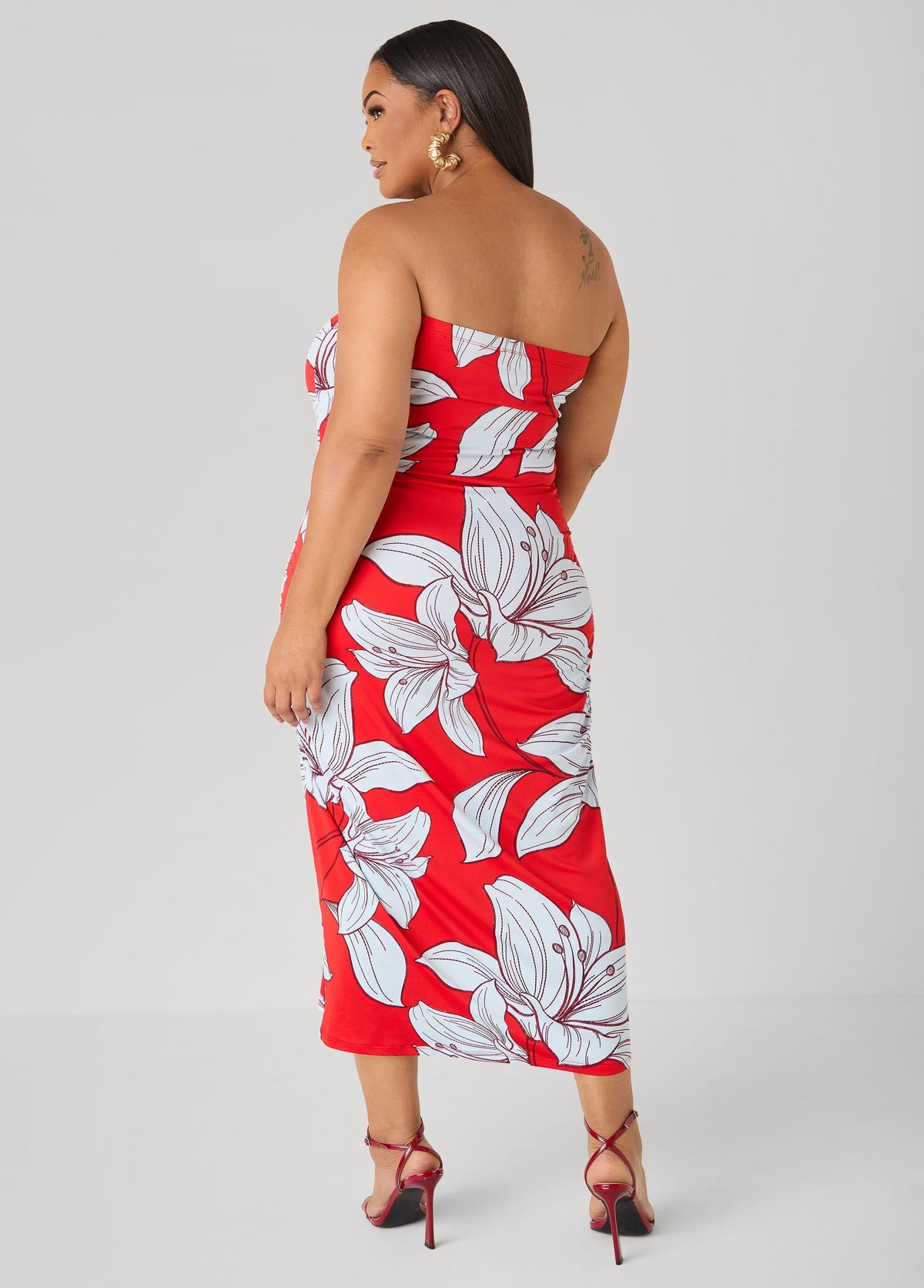 Vestido maxi floral sin tirantes