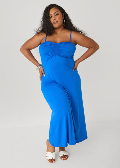 Vestido maxi fruncido