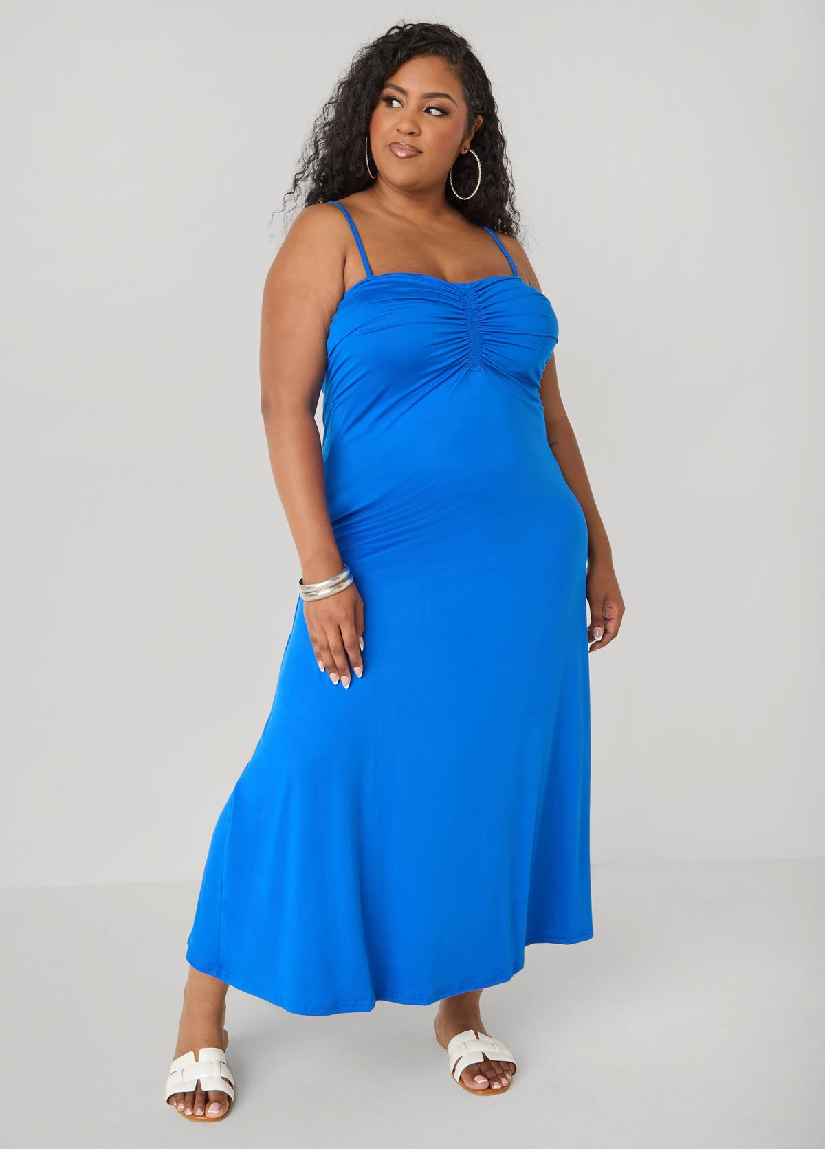 Vestido maxi fruncido