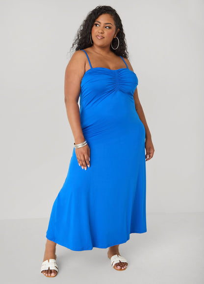 Vestido maxi fruncido