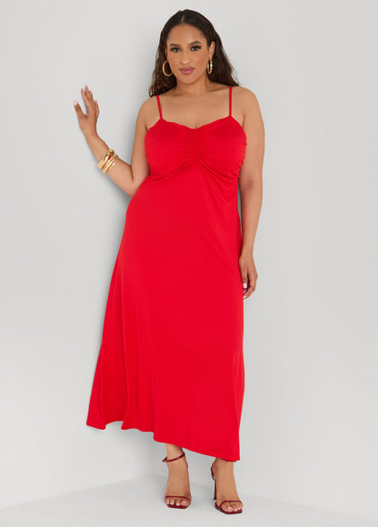 Vestido maxi fruncido