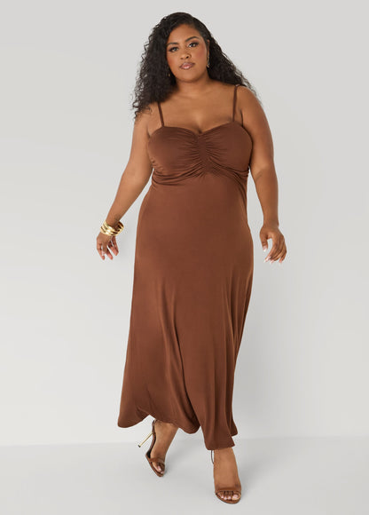 Vestido maxi fruncido