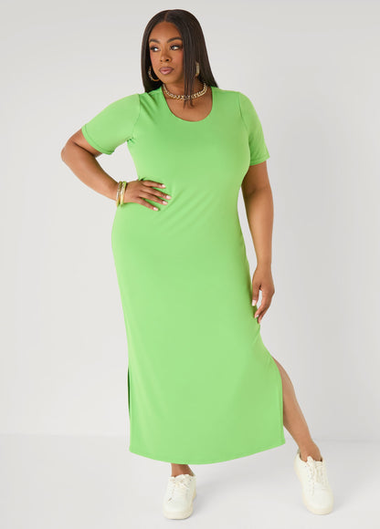 Vestido maxi de punto elástico tipo camiseta