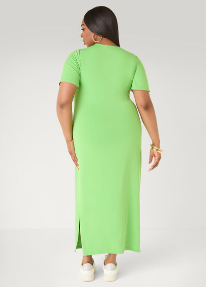 Vestido maxi de punto elástico tipo camiseta