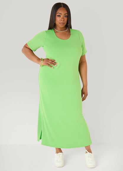 Vestido maxi de punto elástico tipo camiseta