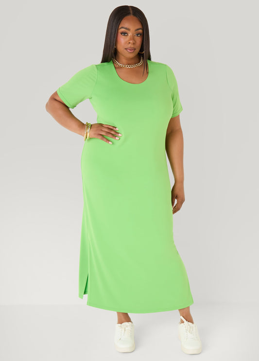 Vestido maxi de punto elástico tipo camiseta