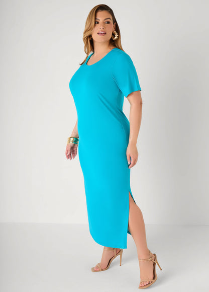 Vestido maxi de punto elástico tipo camiseta