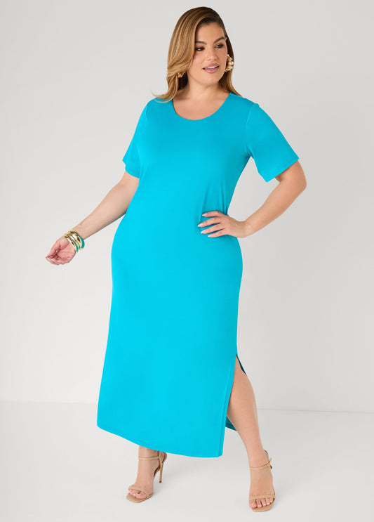 Vestido maxi de punto elástico tipo camiseta
