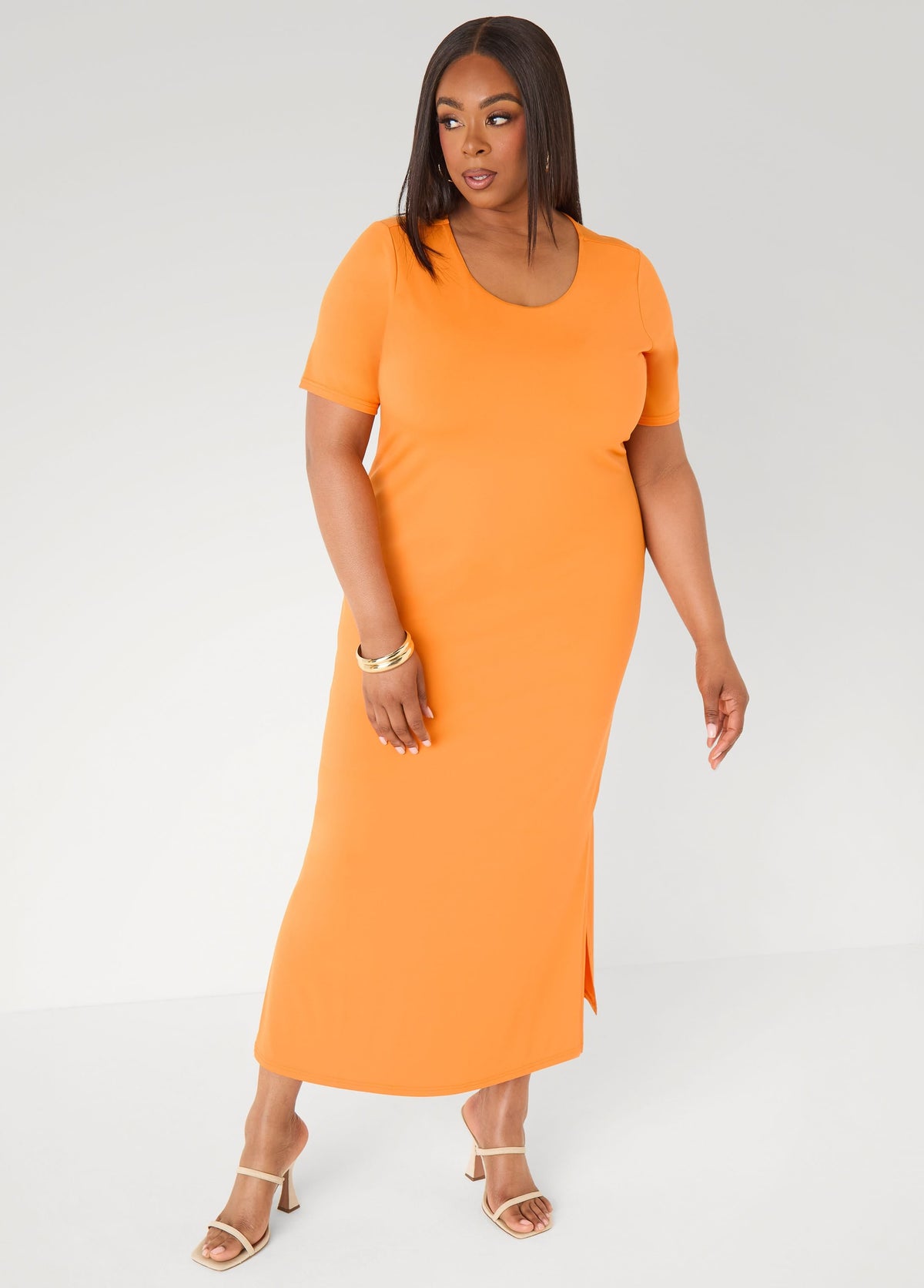 Vestido maxi de punto elástico tipo camiseta