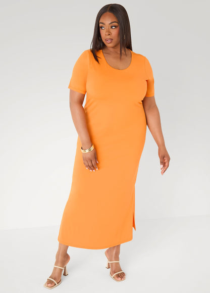 Vestido maxi de punto elástico tipo camiseta