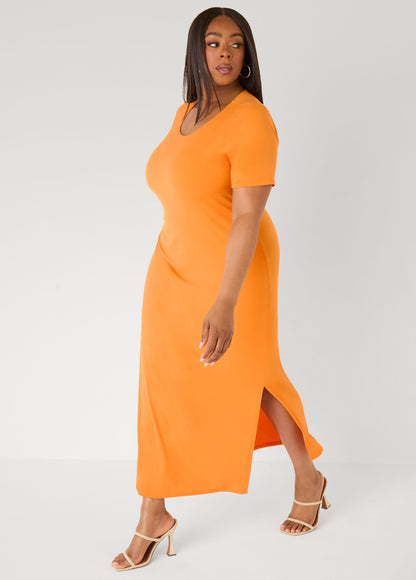 Vestido maxi de punto elástico tipo camiseta