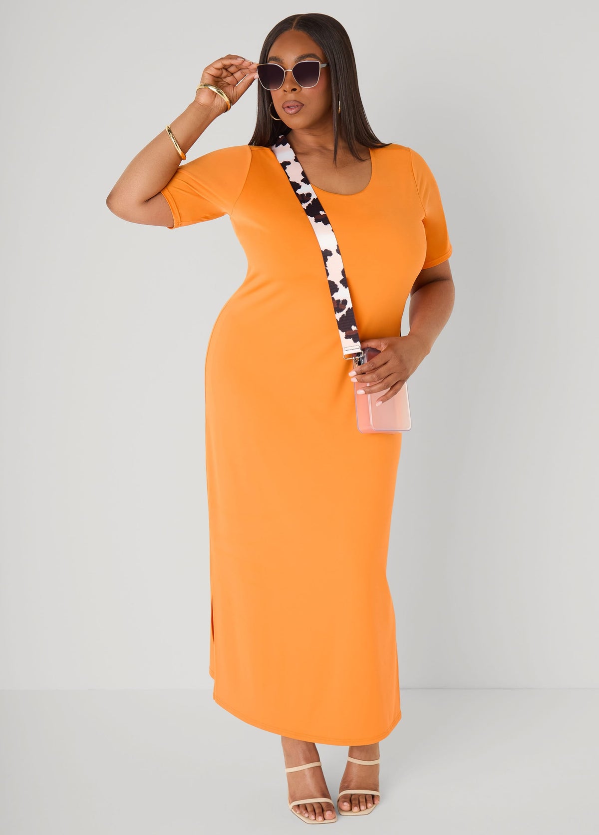 Vestido maxi de punto elástico tipo camiseta