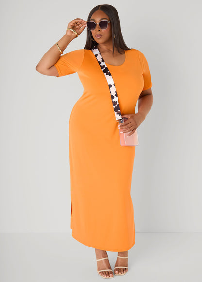 Vestido maxi de punto elástico tipo camiseta