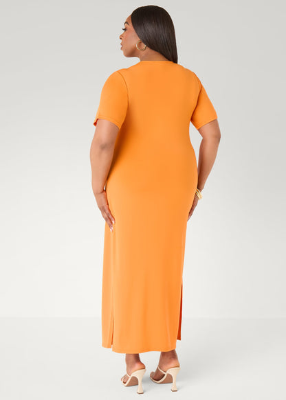 Vestido maxi de punto elástico tipo camiseta