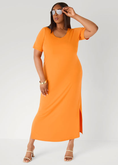 Vestido maxi de punto elástico tipo camiseta
