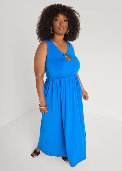 Vestido maxi adornado con conchas