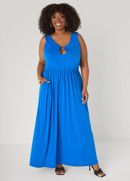 Vestido maxi adornado con conchas