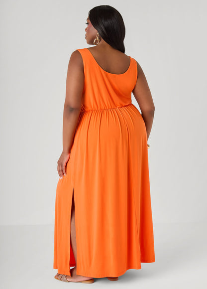 Vestido maxi adornado con conchas