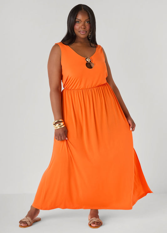 Vestido maxi adornado con conchas