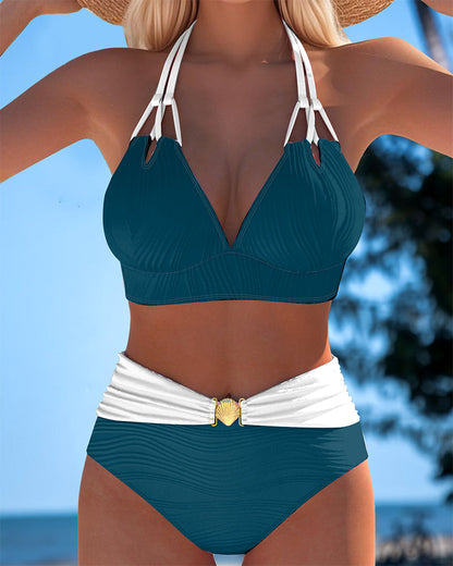 Lily | Bañador de Cintura Alta con Doble Tirante y Color Contrastante